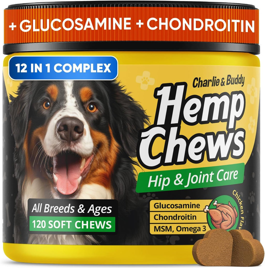Royal Joint Hemp & Omega Chews | Glucosamine Chondroitin MSM 120ct for Senior Dogs