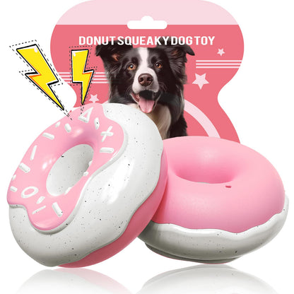 Royal Play Indestructible Donut Chew Toy | Durable Rubber Squeaky Toy for Senior Dogs