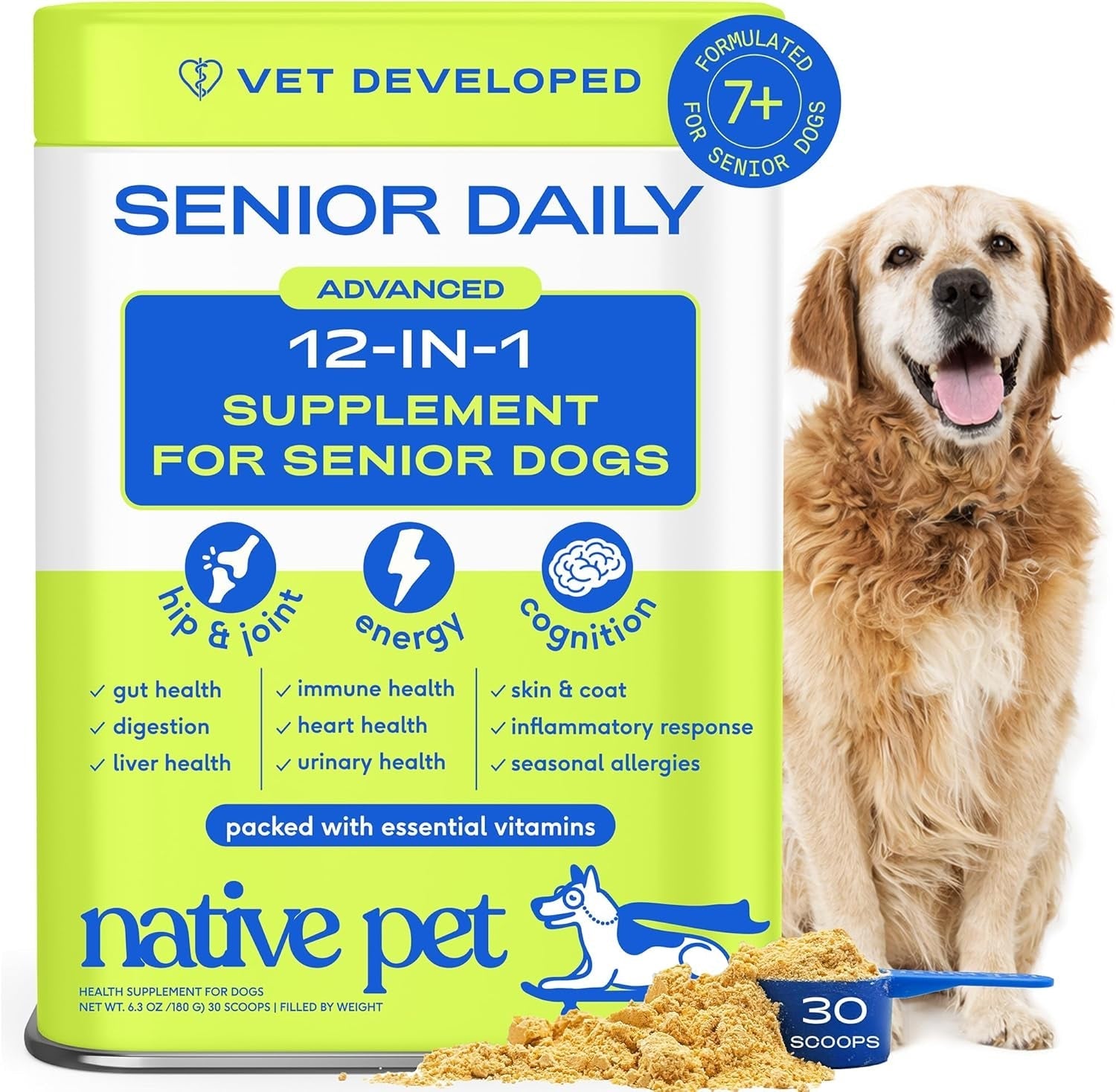 Royal Daily Senior Multivitamin Powder | 12-in-1 Joint Brain Immune Support for Senior Dogs